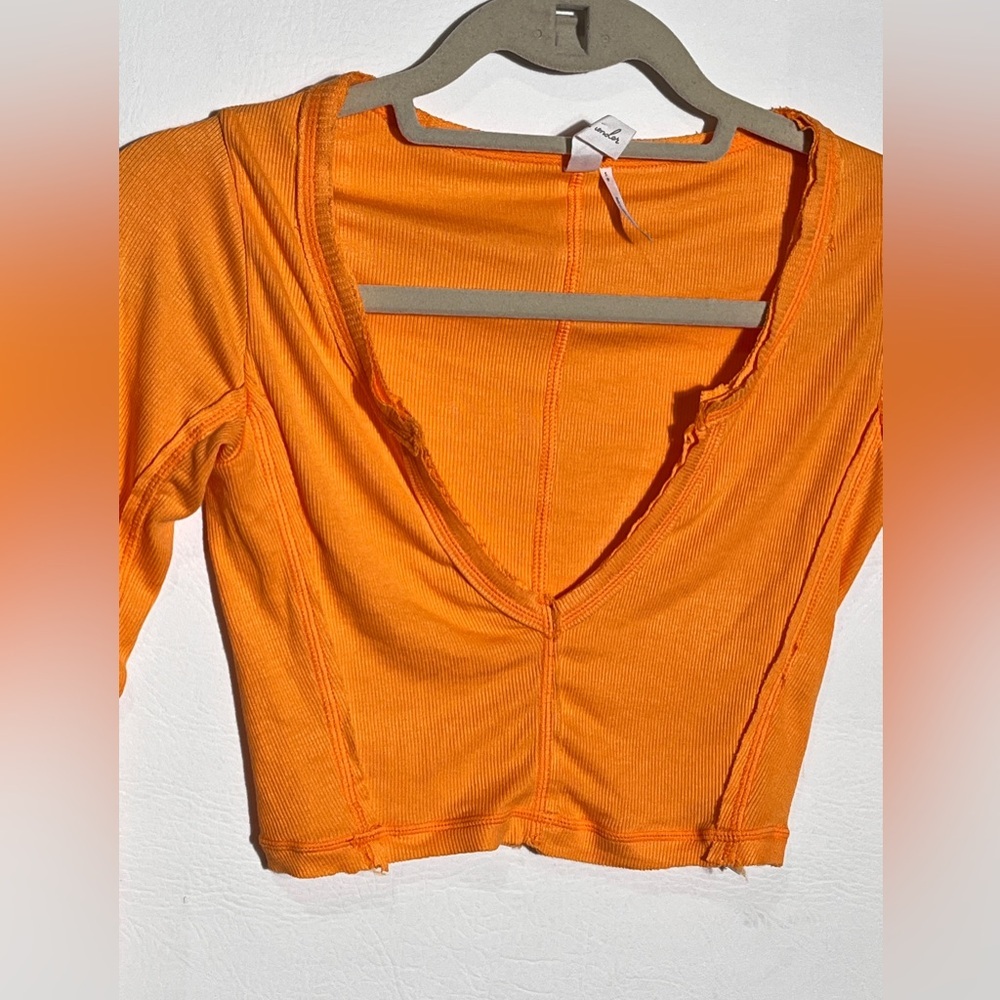 Urban Outfitters Out From Under Vibrant Orange Cropped Long Sleeve Small - Picture 3 of 8